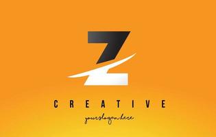 Z Letter Modern Logo Design with Yellow Background and Swoosh. vector