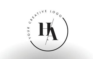 HA Serif Letter Logo Design with Creative Intersected Cut. vector