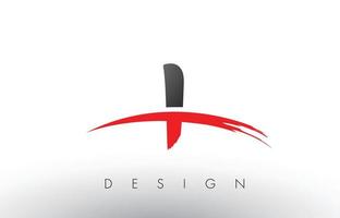 I Brush Logo Letters with Red and Black Swoosh Brush Front vector