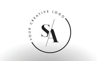 SA Serif Letter Logo Design with Creative Intersected Cut. vector