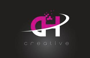 CH C H Creative Letters Design With White Pink Colors vector