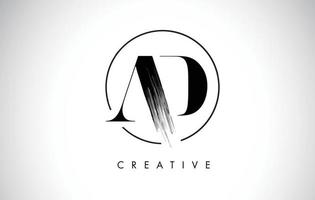 AD Brush Stroke Letter Logo Design. Black Paint Logo Leters Icon. vector