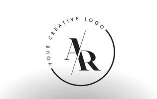 AR Serif Letter Logo Design with Creative Intersected Cut. vector