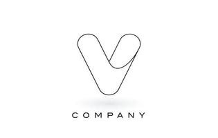 V Monogram Letter Logo With Thin Black Monogram Outline Contour. Modern Trendy Letter Design Vector. vector