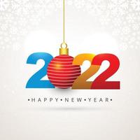 Glowing 2022 new year text colorful card background vector