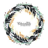 Beautiful decorative christmas wreath holiday card background vector