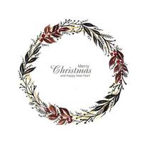 Beautiful decorative christmas wreath holiday card background vector