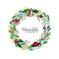 Beautiful artistic christmas wreath decorative card background vector