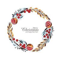 Beautiful decorative christmas wreath holiday card background vector