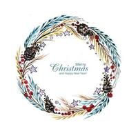 Beautiful artistic christmas wreath decorative card background vector