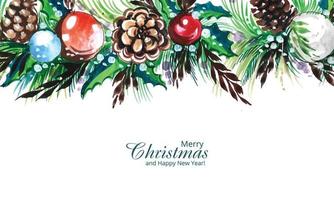 Decorated christmas wreath holiday card background vector