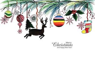 Hand draw artistic christmas decorative elemant wreath card background vector