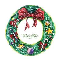 Hand draw artistic circular christmas wreath celebration card background vector