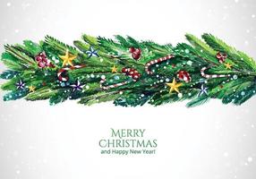 Decorated christmas wreath holiday card design vector