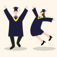 diseño de ilustración vectorial de hombres y mujeres que celebran la graduación vector