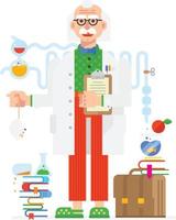 Scientist in the style of the cartoon. Isolated object on white background. Vector illustration. Flat vector illustration. Characters design.