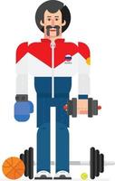 Athlete in a cartoon flat style. Illustration of the character sportsman. Image is isolated on white background. Character design. Company character. Image for wallpaper, print and web. vector