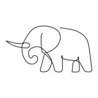 One continuous line drawing of giant African elephant. Wild animal national park conservation. Safari zoo concept. Dynamic single line draw graphic design vector illustration