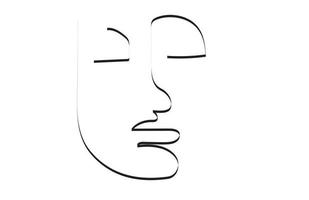 Abstract minimalistic linear sketch. Woman's face. Vector hand drawn illustration