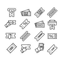 simple conjunto de iconos de entradas en estilo de línea de moda. símbolos vectoriales modernos, aislados en un fondo blanco. paquete de pictogramas lineales. colección de iconos de línea para aplicaciones web y concepto móvil