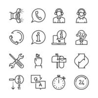 Support and tele market icon set vector