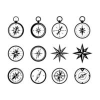 Compass navigational equipment icons set isolated on white background vector