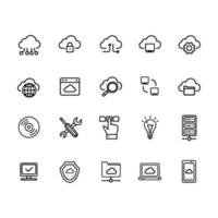 Cloud omputing. Internet technology. Online services. Data, information security. Connection. Thin line blue web icon set. Outline icons collection.Vector illustration