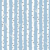 Seamless pattern with white birches. Winter pattern with snowflakes. vector