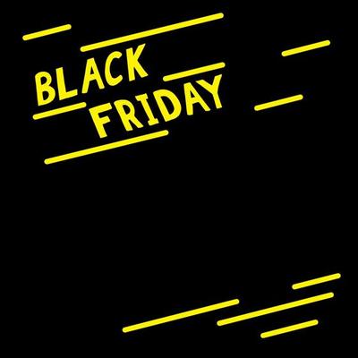 black friday lettering frame, banner, poster copy space, place for text. hand drawn yellow. shopping, discounts.