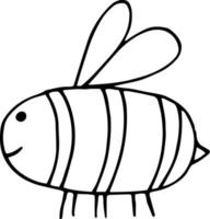 abeja dibujada a mano doodle. escandinavo, nórdico, minimalismo, monocromo. insectos niños imprimir etiqueta engomada decoración para colorear vector