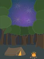 Illustration vector design of new year in the woods