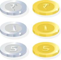 gold and silver coin isolated vector