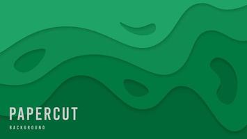 Abstract Dynamic Waves Green Papercut Style Background vector