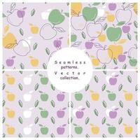Seamless patterns with apples and leaves.Vector collection for fabric, wallpapers, wrapping paper. vector