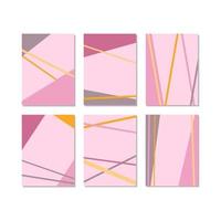 Set of 6 abstract geometric business card template or gift cards. Space for text. Vector illustration.