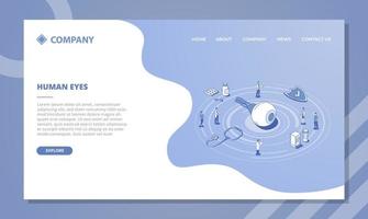 human eye health concept for website template or landing homepage with isometric and outline style vector