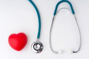 Red heart and stethoscope for doctor and medical nursing people check up healing of patients in hospital