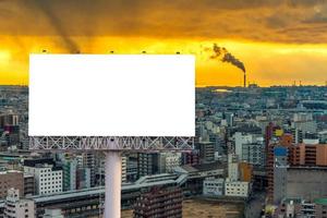 large Blank billboard ready for new advertisement with sunset photo