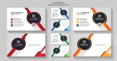 Modern Unique Creative Business Card Template Design with Four Color Variations vector