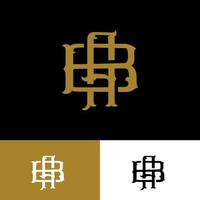 Logotipo de monograma con letra inicial a, b, ab o ba color dorado superpuesto vintage sobre fondo negro vector