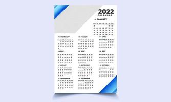 Wall Calender design2022 vector