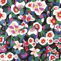 Vector layered retro flower botanical illustration seamless repeat pattern fashion fabric home decor print textile