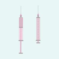 Empty syringe and full syringe. For vaccination, injection, medical use. vector