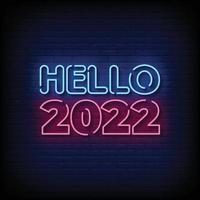 Hello 2022 Neon Signs Style Text Vector