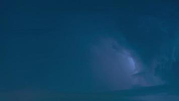 Timelapse of thunder storm lightning strike on the dark cloudy sky background at night video