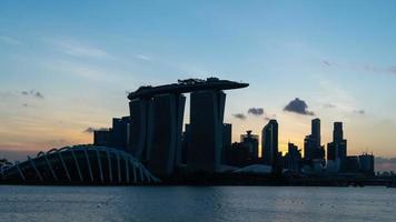 lapso de tiempo día a noche vista del paisaje urbano del área de construcción del centro de negocios de Singapur en Singapur.