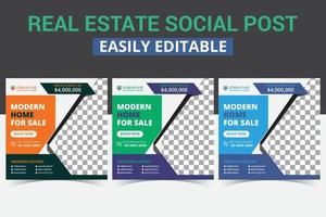 Real estate business geometric social media post banner template. vector