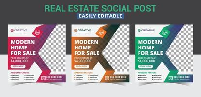 Real estate business geometric social media post banner template. vector