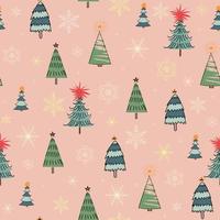 Christmas pine tree seamless pattern on pastel background vector