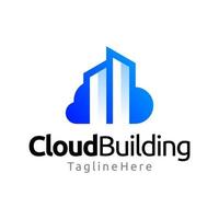cloud sky building gradient logo design vector